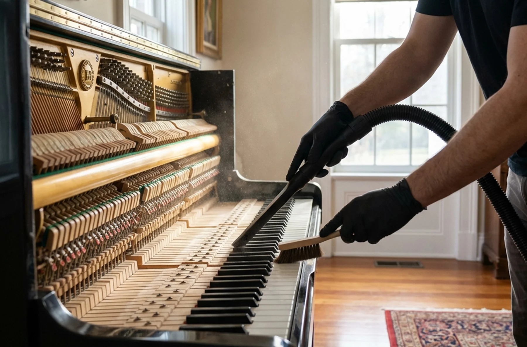 Processo de restauração de piano acústico em Brasília